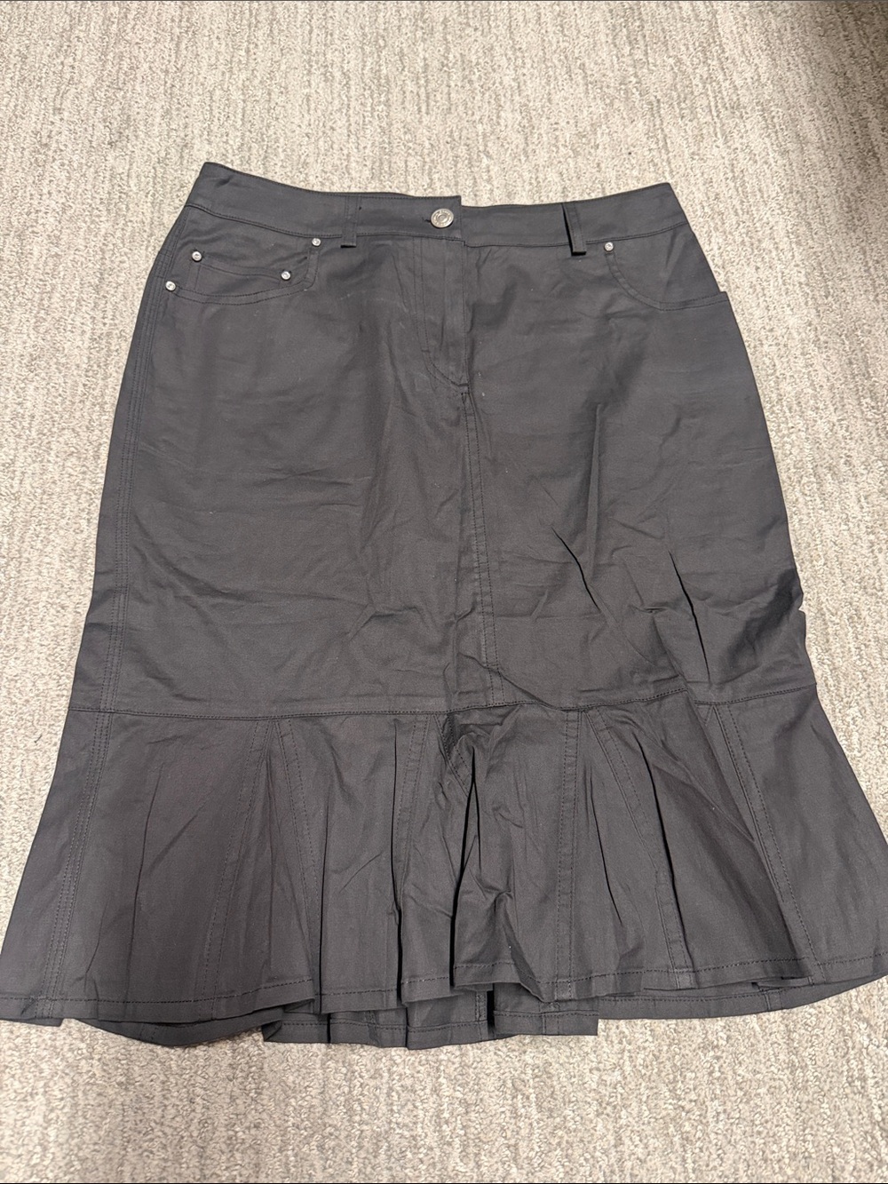 Sonia Rykiel Paris Black A-Line Ruffle-Hem Skirt